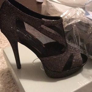 Black sparkly heels